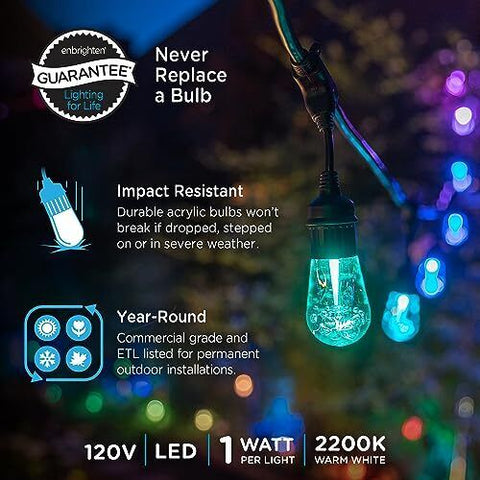 Enbrighten Premium Smart Color Changing String Lights, 24ft, Lights