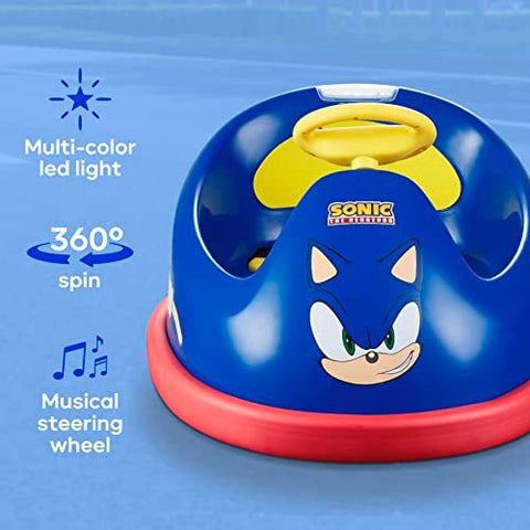 Sonic The Hedgehog Bumper Car for Kids, 2 Speed Electric Vehicle, Large