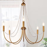 KSANA Antique Brushed Gold Chandeliers, Modern 5-Light Dining Room Chandelier...