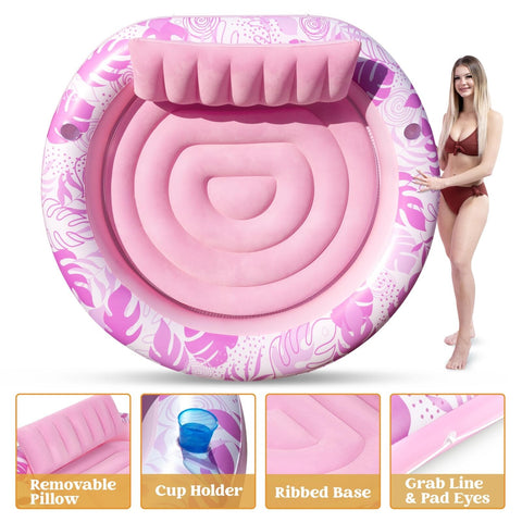 Sloosh Tanning Pool Lounger Float, Luxury Fabric Large Pool Floats Inflatable...