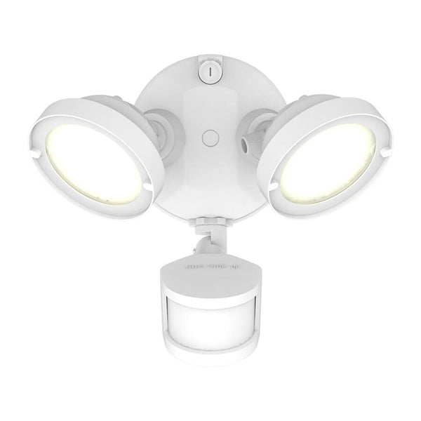 HALO TGS Outdoor LED Motion Sensor Flood & Security Light Twin Round Head White