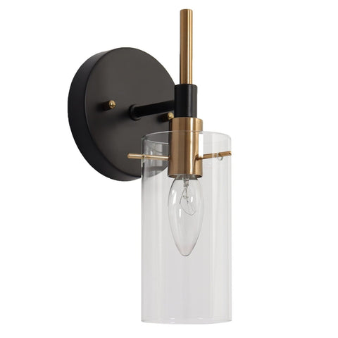 ZEVNI Wall Sconce Wall Lighting, 1-Light Black Gold Wall Sconce, Modern Gold ...