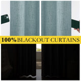 NICETOWN Full Blackout Skylark Blue Linen Curtains 108" Length with Thermal I...