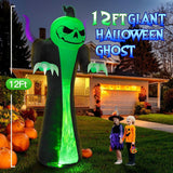 12FT Halloween Inflatables Decoration Outdoor Giant Pumpkin Reaper Ghost with...