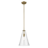 KICHLER Everly 15.25" 1-Light Cone Pendant with Clear Seeded Glass in Natural...