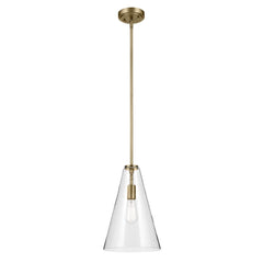 KICHLER Everly 15.25" 1-Light Cone Pendant with Clear Seeded Glass in Natural...