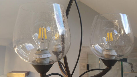 Seeded Bubble Glass Lamp Shade, LEDupdates 3 Pack Oversize Clear Globe Seeded...