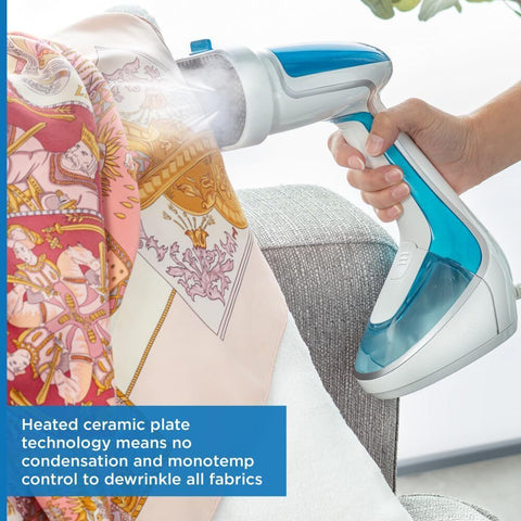 Rowenta Pure Tex 4-in-1 Handheld Steamer for Clothes, 1700W, XL Light Blue