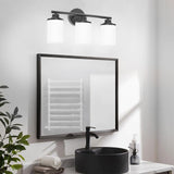 Matte Black Bathroom Light Fixtures,3-Light Black Vanity Lights,Black Bathroo...