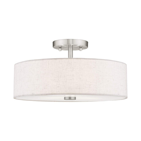 Livex Lighting 52135-91 Meridian 3 Light Brushed Nickel Ceiling Mount