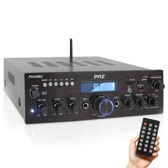 Pyle Wireless Bluetooth Power Amplifier System - 200W Dual Channel Sound Audi...