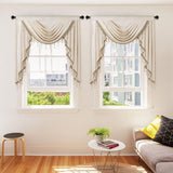 ELKCA Luxury Cream Velvet Curtain Valances for Living Room with Beads(39inch,...