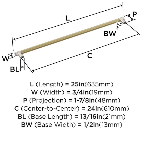 Amerock BP54042PNBBZ | Polished Nickel/Golden Champagne Appliance Pull | 24 i...