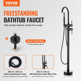 VEVOR Freestanding Bathtub Faucet, Floor Mount, Freestanding Tub Filler, Show...