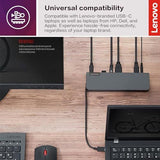 Lenovo USB-C Mini Dock, 7-in-1 Portable Dock with HDMI, VGA, USB-C, USB Grey