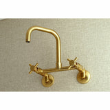 Kingston Brass Concord 8-Inch Adjustable Center Wall Mount Kitchen Faucet, Br...