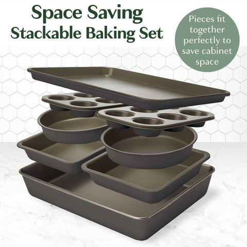 Goodful All-In-One Nonstick Bakeware Set, Stackable and Space Saving Design i...