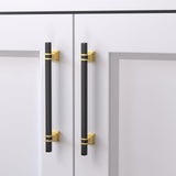 25 Pack 6-1/4 Inch Cabinet Pulls Black and Gold Cabinet Handles Kitchen Cabin...