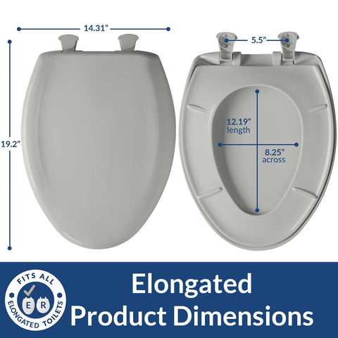 Bemis Classic Colors Slow Close Toilet Seat, Easy Clean Hinges and Durable Pl...