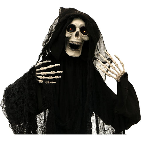 Haunted Hill Farm Life-Size Animatronic Scary Talking Grim Reaper with Touch ...