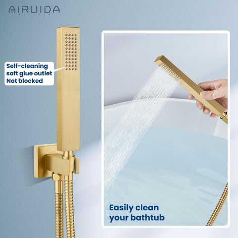 Airuida Wall Mount Tub Faucet with Waterfall Tub Spout Wall Mounted Bathtub F...