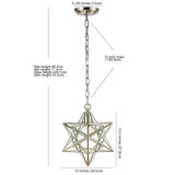 JONATHAN Y JYL9072C Stella 12" Moravian Star Metal/Clear Glass LED Pendant, C...