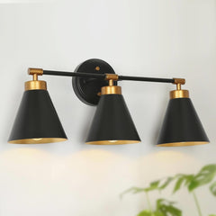 classy leaves Bathroom Light Fixtures, Black Gold 3 Light Vanity Lights Over ...