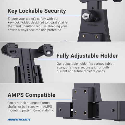 ARKON Mounts - Forklift Locking Tablet Mount with 8.5-inch Shaft Arm Adjustab...