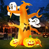 DomKom 8 FT Halloween Inflatable Decorations Spooky Tree with Ghost and Pumpk...