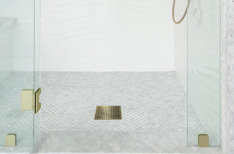 QM Square Shower Drain, Grate Made of Stainless Steel Marine 316 and Base Mad...