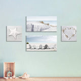 ARTISTIC PATH Beach Wall Art Seascape Print: Starfish & Chair on Seaside Gicl...