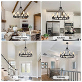 Black Wagon Wheel Chandelier, 10 Lights Farmhouse Ceiling Hanging Chandeliers...