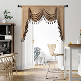 ELKCA Thick Chenille Curtains Valance for Living Room Coffee Waterfall Valanc...