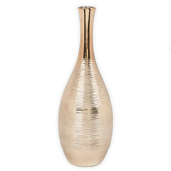 Bowling Pin Style Gold Spun 16 Inch Glossy Ceramic Vase