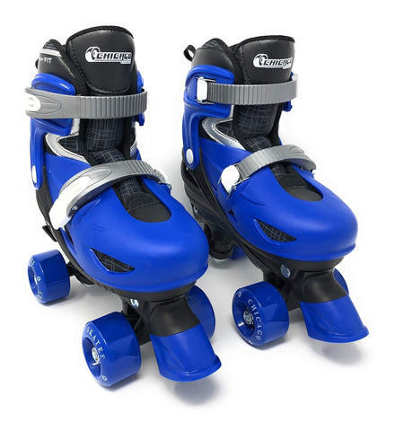 Chicago Skates Quad Roller Skates Combo with Protective Gear Black/Blue