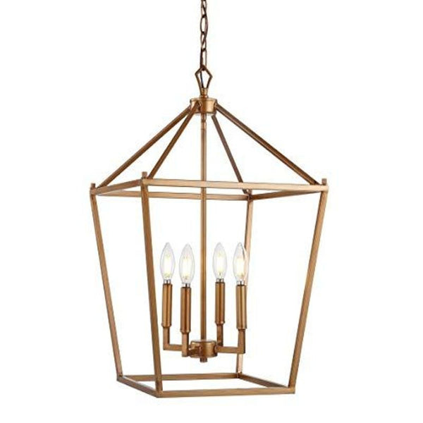 JONATHAN Y JYL7437B Pagoda Lantern Dimmable Adjustable 16", Antique Gold