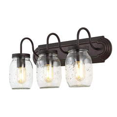 JONATHAN Y JYL7801A Gaines 3 Light Farmhouse Industrial Iron Mason Jar LED Va...