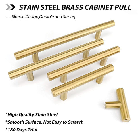 goldenwarm 45 Pack Brushed Brass Cabinet Cupboard Drawer Door Handle Pull Kno...