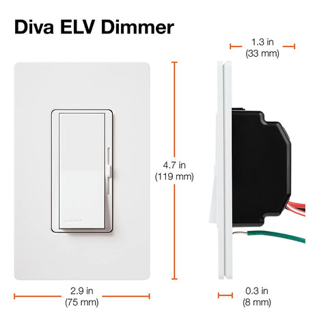 Lutron DVELV-300P-BL Diva 300-Watt Single Pole Electronic Low-Voltage Dimmer,...