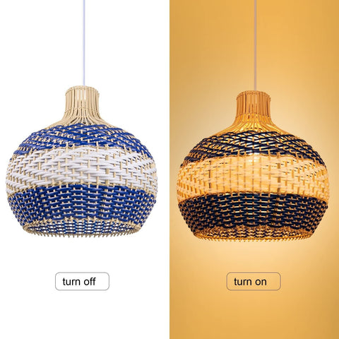 Arturesthome 1 Light Rattan Pendant Light, Natural Chandeliers Domed Lamp Sha...