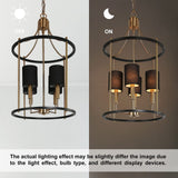 Durent Lighting Modern Chandelier Light Fixture, 4-Light Black and Gold Chand...