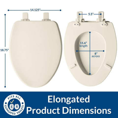 Bemis Ashland Modern Wood Toilet Seat with Decorative Edge, Slow Close, Secur...