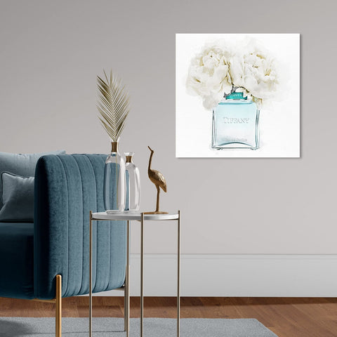 Oliver Gal Dawn Morning Bouquet Aquamarine Canvas Print Wall Art for Living R...