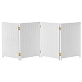 Red Lantern 2 ft. Short Woven Fiber Folding Screen - 4 Panel - White