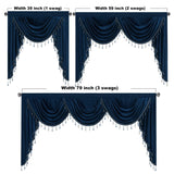 StangH Navy Blue Velvet Curtain Valances for Home Decoration, Luxury Waterfal...