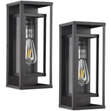 Outdoor Wall Lantern, Black Exterior Sconce Light Fixtures, 14'' H Modern Rus...