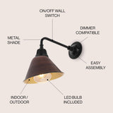 JONATHAN Y JYL7612G Croydon 9.63" 1-Light Farmhouse Industrial Indoor/Outdoor...