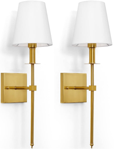 KARTOOSH Wall Sconces Set of 2, Hardwired Gold Sconces Wall Lighting, Dimmabl...