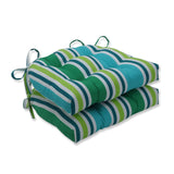 Pillow Perfect Stripe Indoor/Outdoor Chairpad with Ties, Reversible, Tufted, ...