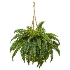 Nearly Natural Boston Fern Hanging Basket Green 29 x 29 x 29